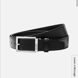 Montblanc black 35 mm leather belt